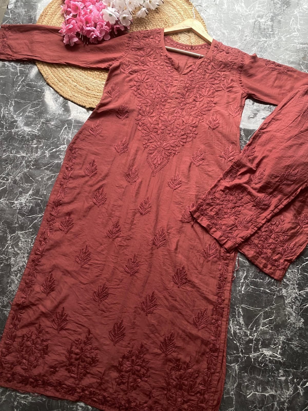 Newly Launched Chanderi Co ord Set - Chikankari official