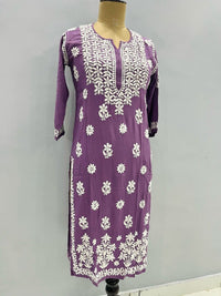 Non transparent Pure Handwork Modal Cotton Kurta - Chikankari official