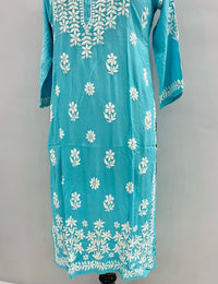 Non transparent Pure Handwork Modal Cotton Kurta - Chikankari official
