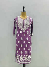Non transparent Pure Handwork Modal Cotton Kurta - Chikankari official
