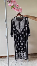 Non transparent Pure Handwork Modal Cotton Kurta - Chikankari official