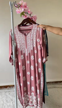 Non transparent Pure Handwork Modal Cotton Kurta - Chikankari official
