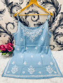 Noodle starp short Chikankari Kurti - Chikankari official