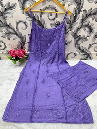 Noodle strap dyeable muslin soft set - Chikankari official