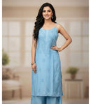 Noodle strap dyeable muslin soft set - Chikankari official