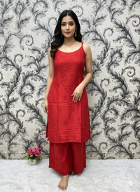 Noodle strap dyeable muslin soft set - Chikankari official