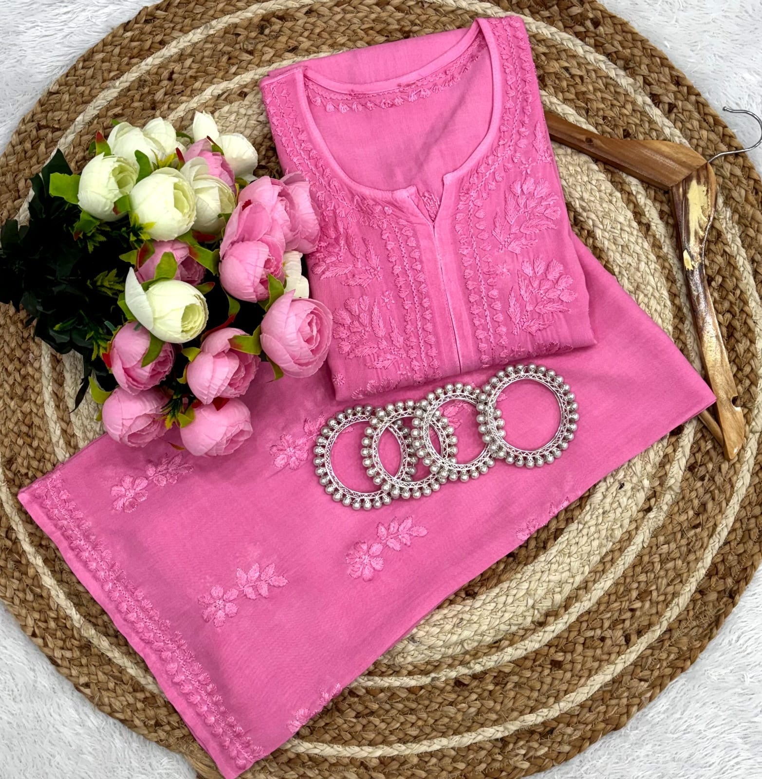 Noor 3d embroidery cotton Combo - Chikankari official