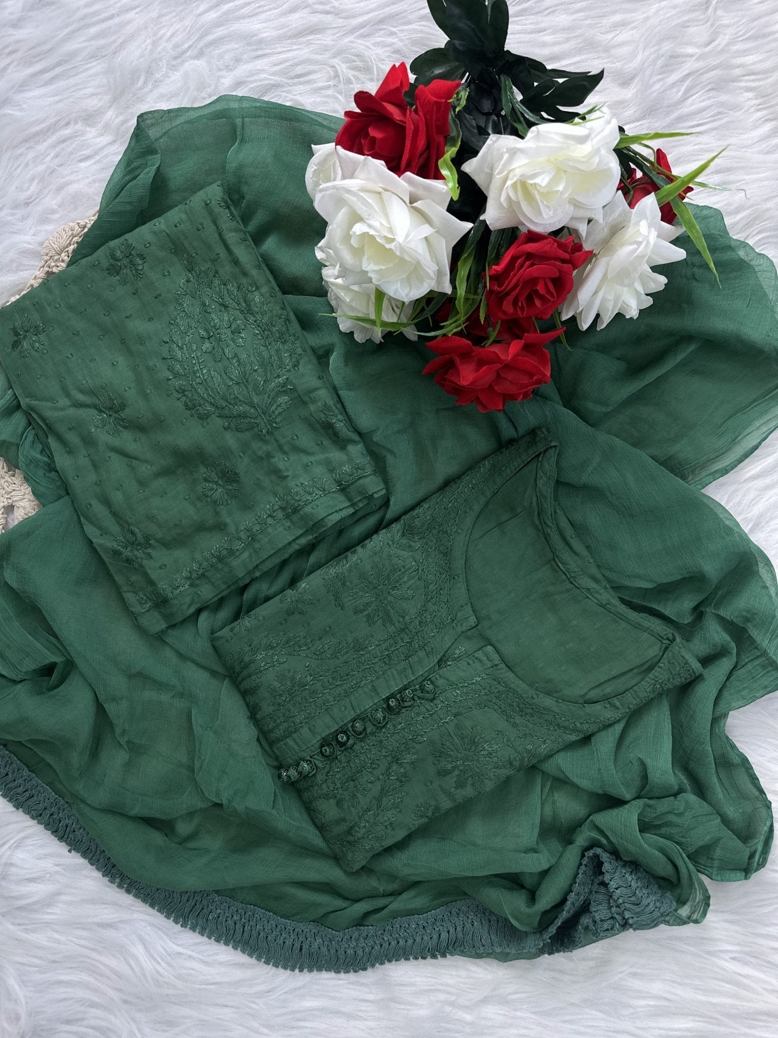 Noor Premium dobby plazzo set (3pc) - Chikankari official