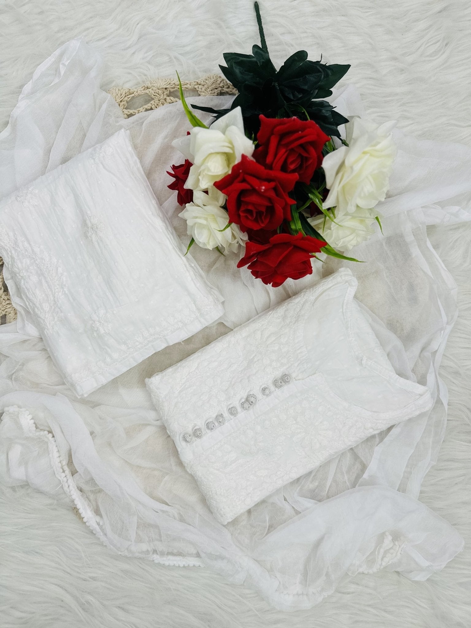 Noor Premium dobby plazzo set (3pc) - Chikankari official