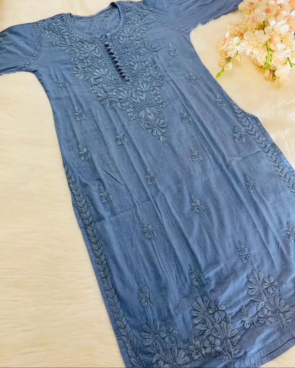 Noor Rangrez Rich Charm Dobby cotton Pastel’s Kurtis - Chikankari official