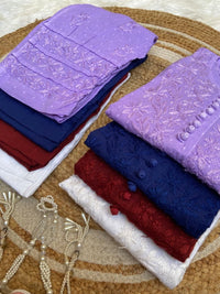 Noor Stylish Dobby Cotton button 3pc Set - Chikankari official