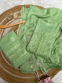 Noor Stylish Dobby Cotton button 3pc Set - Chikankari official