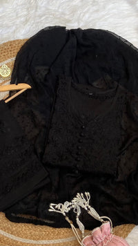 Noor Stylish Dobby Cotton button 3pc Set - Chikankari official