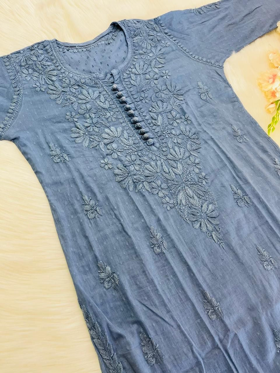 Noor Trendy Dobby Cotton 3pc Set - Chikankari official
