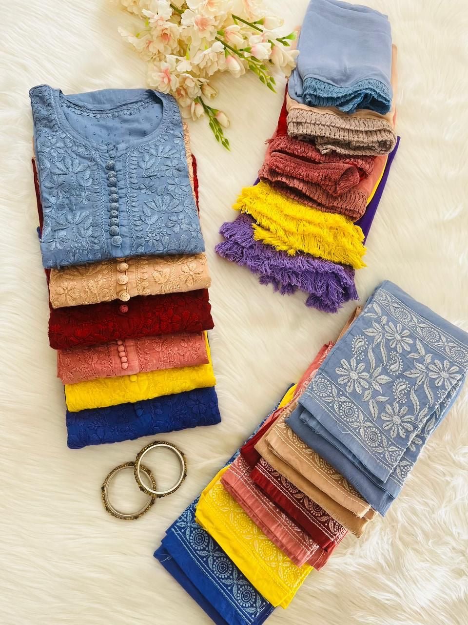 Noor Trendy Dobby Cotton 3pc Set - Chikankari official