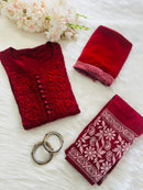 Noor Trendy Dobby Cotton 3pc Set - Chikankari official