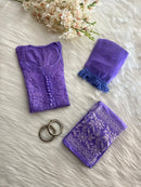 Noor Trendy Dobby Cotton 3pc Set - Chikankari official
