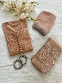 Noor Trendy Dobby Cotton 3pc Set - Chikankari official