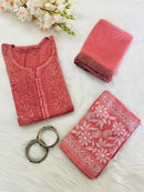Noor Trendy Dobby Cotton 3pc Set - Chikankari official