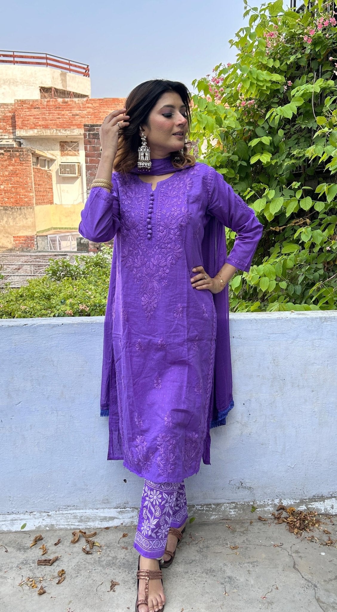 Noor Trendy Dobby Cotton 3pc Set - Chikankari official