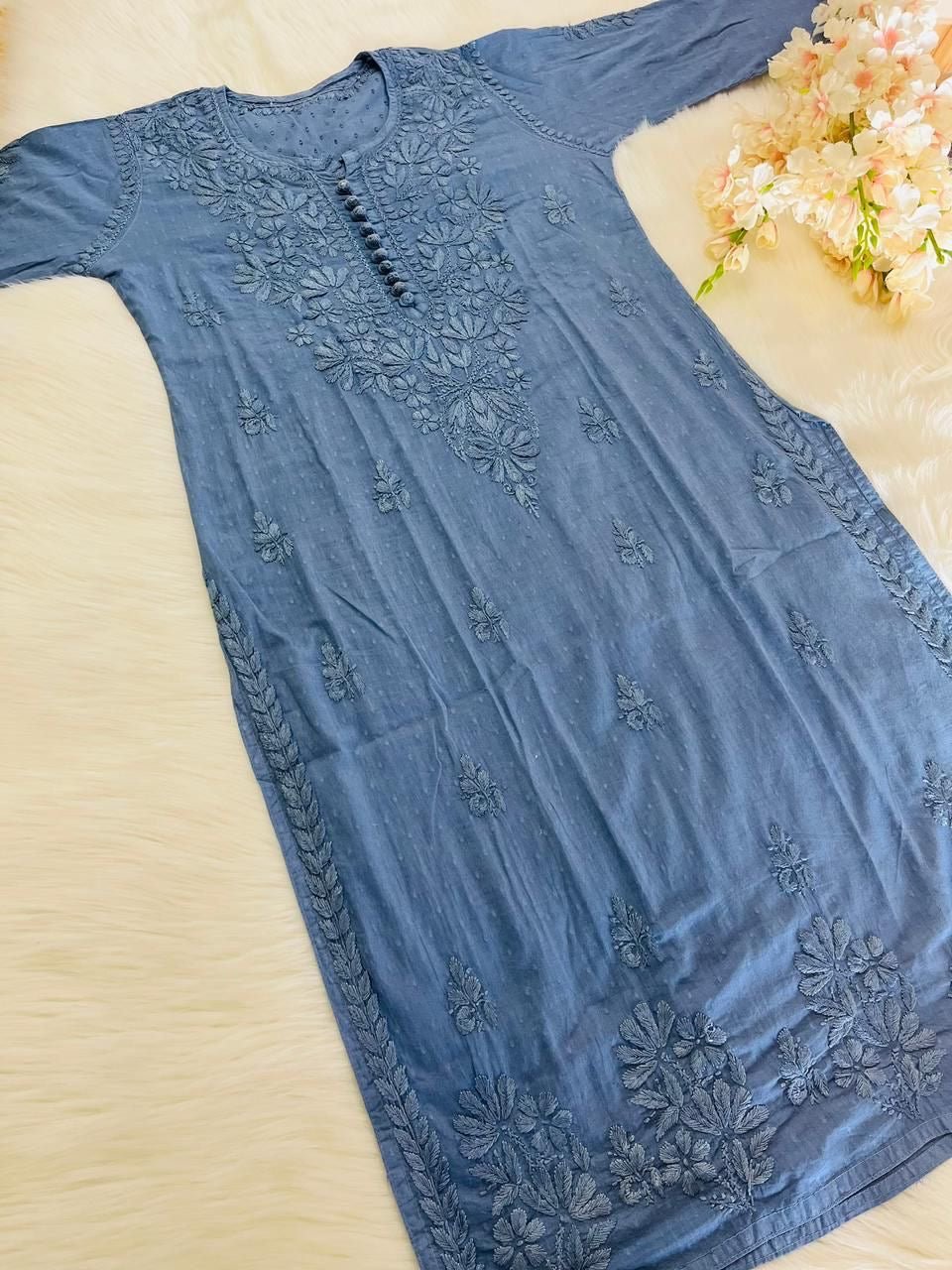 Noor Trendy Dobby Cotton 3pc Set - Chikankari official