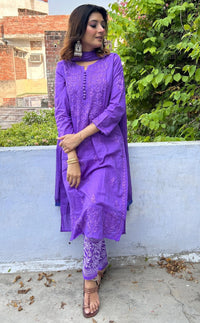 Noor Trendy Dobby Cotton 3pc Set - Chikankari official