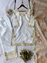 Noor Wedding 3pc Silk Set - Chikankari official