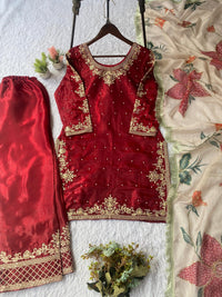 Noor Wedding 3pc Silk Set - Chikankari official
