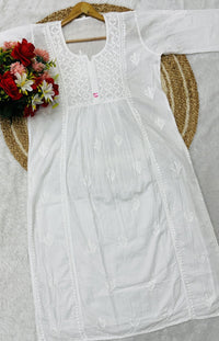 Nyra cut Cotton Dual shade kurti - Chikankari official