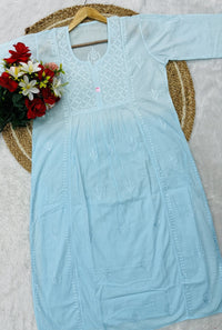 Nyra cut Cotton Dual shade kurti - Chikankari official