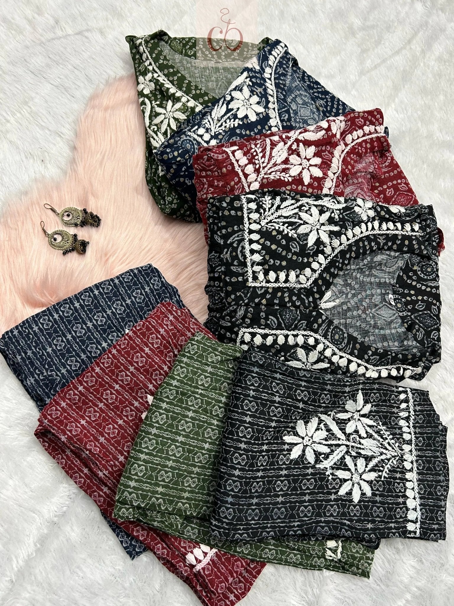 Nyra cut SlubCotton Set - Chikankari official