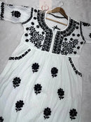 Nyra Gown Dobby Cotton - Chikankari official