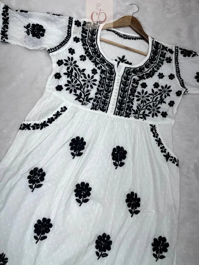 Nyra Gown Dobby Cotton - Chikankari official