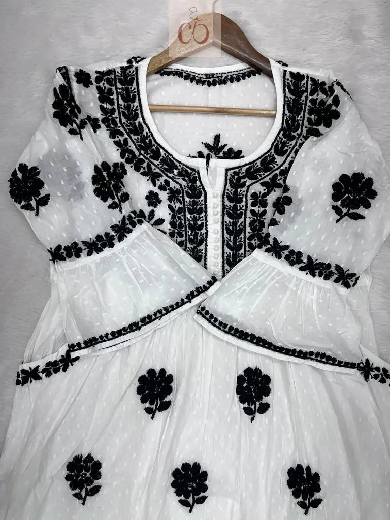 Nyra Gown Dobby Cotton - Chikankari official