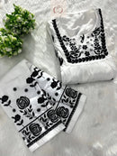 Nyra White With Black Thread Of Chikankari Combo With Pant ( Deepa & Swati Special ) - Chikankari official