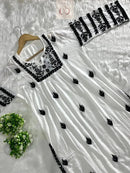 Nyra White With Black Thread Of Chikankari Combo With Pant ( Deepa & Swati Special ) - Chikankari official