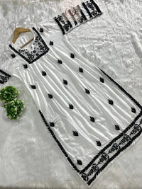 Nyra White With Black Thread Of Chikankari Combo With Pant ( Deepa & Swati Special ) - Chikankari official