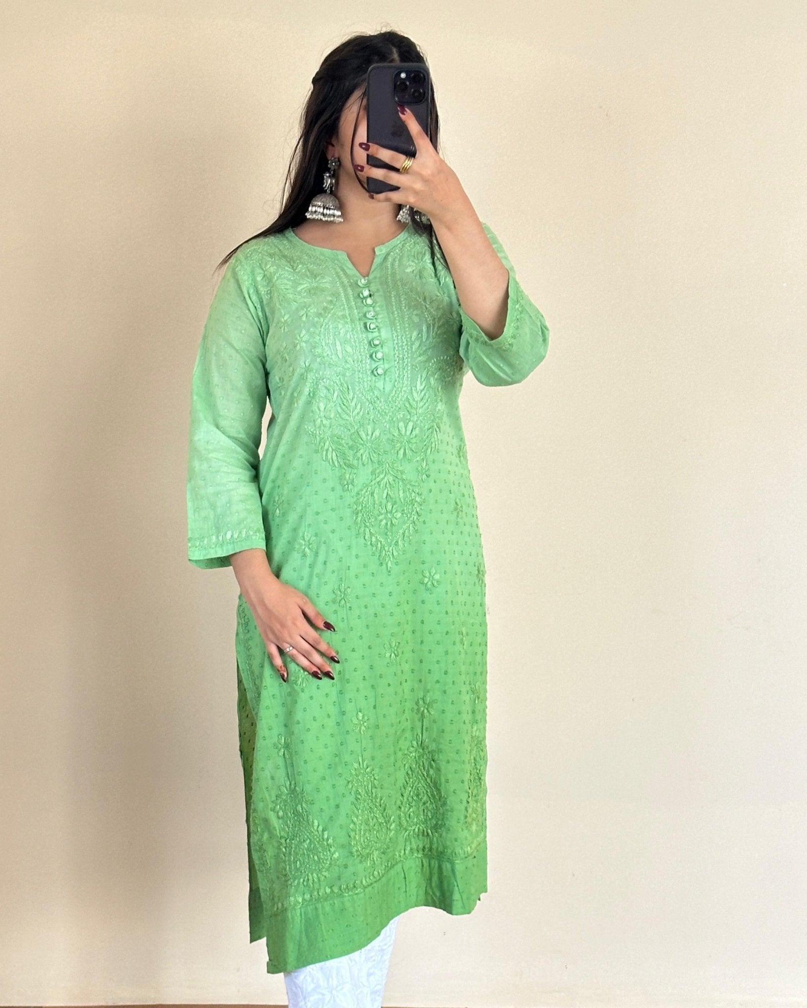 Ombre Dyed Dobby cotton Kurtis - Chikankari official