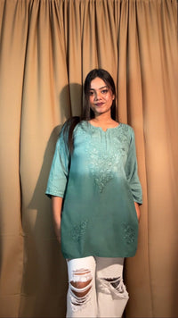 Ombre Dyed Rayon Short Top ‼️ Price Drop 😍 Sanvi special - Chikankari official