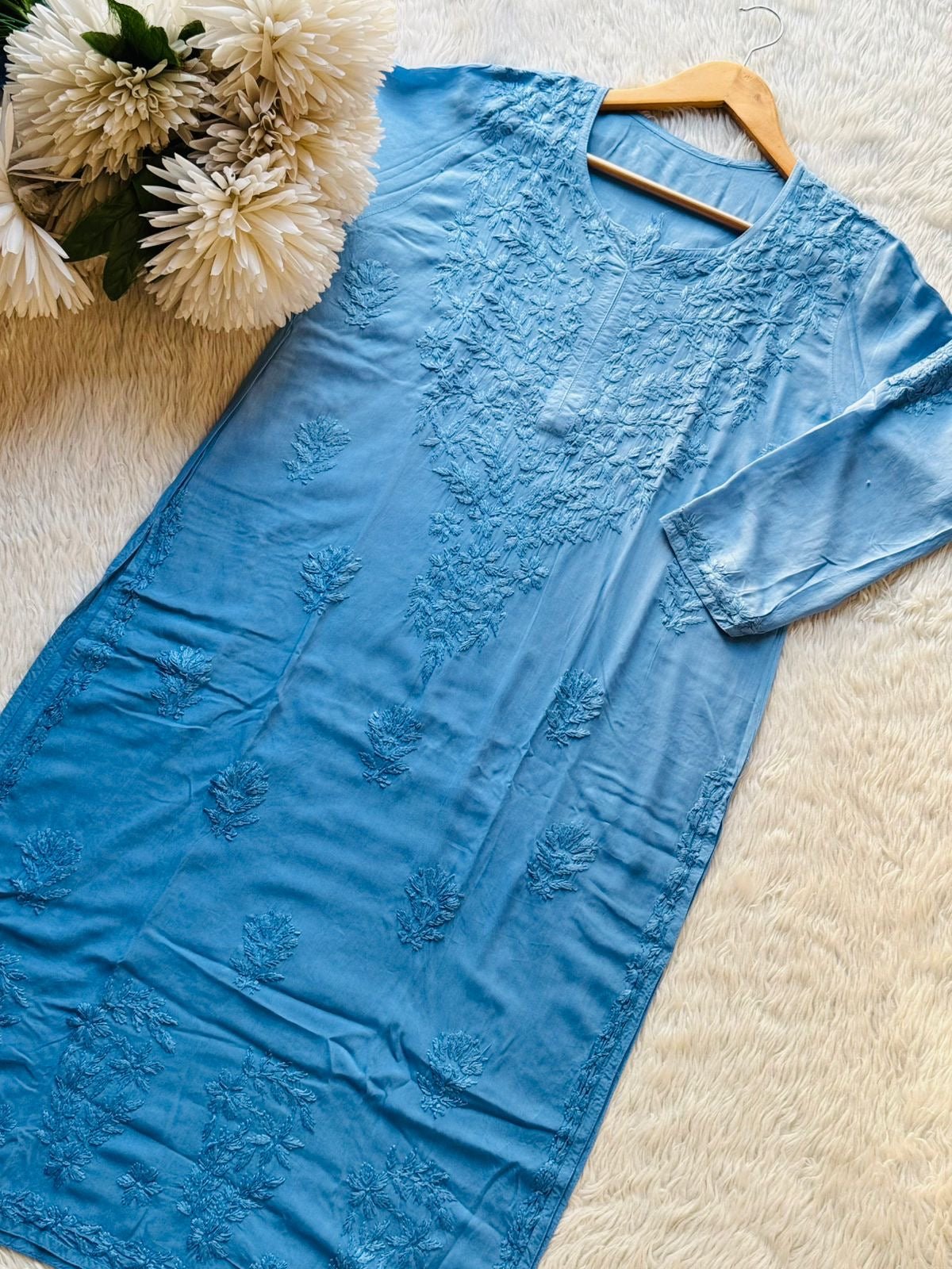 Ombre Modal Cotton Kurta With lais Pant - Chikankari official