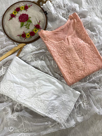 Ombre Rayon Kurta with Aari Work Dupatta & Handwork Pant - Chikankari official