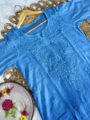 Ombre Rayon Kurta with Aari Work Dupatta & Handwork Pant - Chikankari official