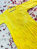 Ombre rose modal kurtis - Chikankari official
