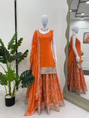 Orange 3pc Trending Wedding Suit - Chikankari official