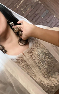 Organza 3pc Muqaish Luxury Handmade Set - Chikankari official