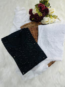 Organza 3pc Muqaish Luxury Handmade Set - Chikankari official