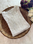 Organza Dyes Kurta Handcrafted With inner - Chikankari official