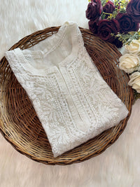 Organza Dyes Kurta Handcrafted With inner - Chikankari official