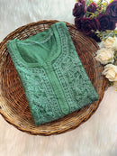 Organza Dyes Kurta Handcrafted With inner - Chikankari official