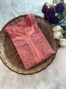 Organza Dyes Kurta Handcrafted With inner - Chikankari official